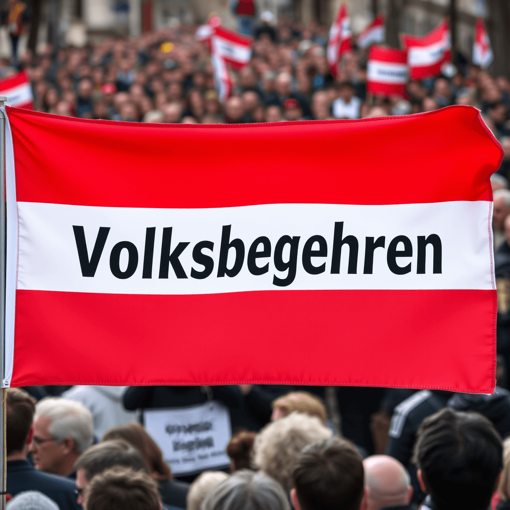 Robert Zerbe / Eine große Menschenmenge fordert ein Volksbegehren / ComfyUI - flux1-schnell-fp8 Eine große Menschenmenge fordert ein Volksbegehren