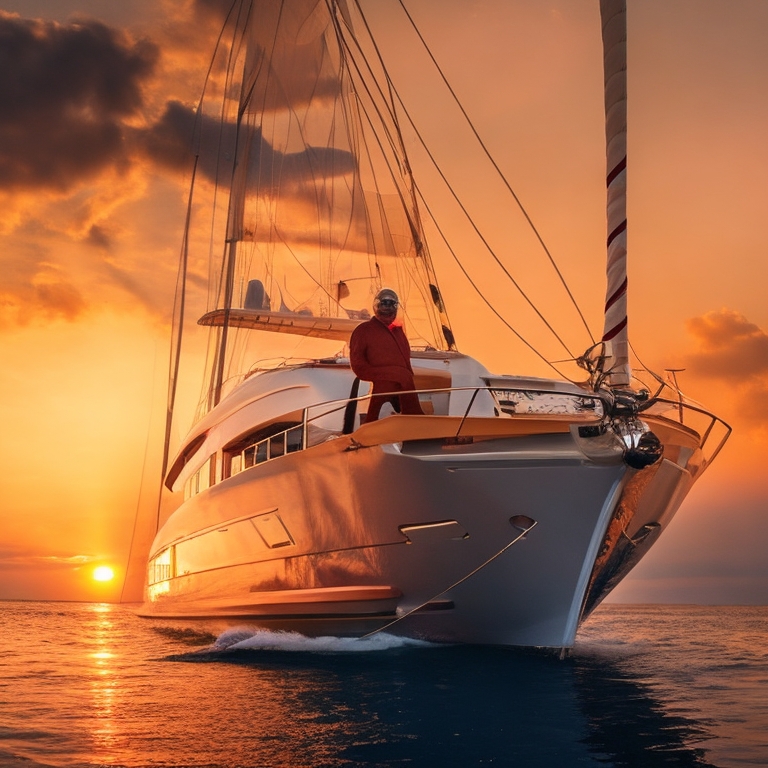 Robert Zerbe / Ein alter Mann steht auf seiner Yacht und genießt seine Luxuspension / leonardo.ai Ein alter Mann steht auf seiner Yacht und genießt seine Luxuspension