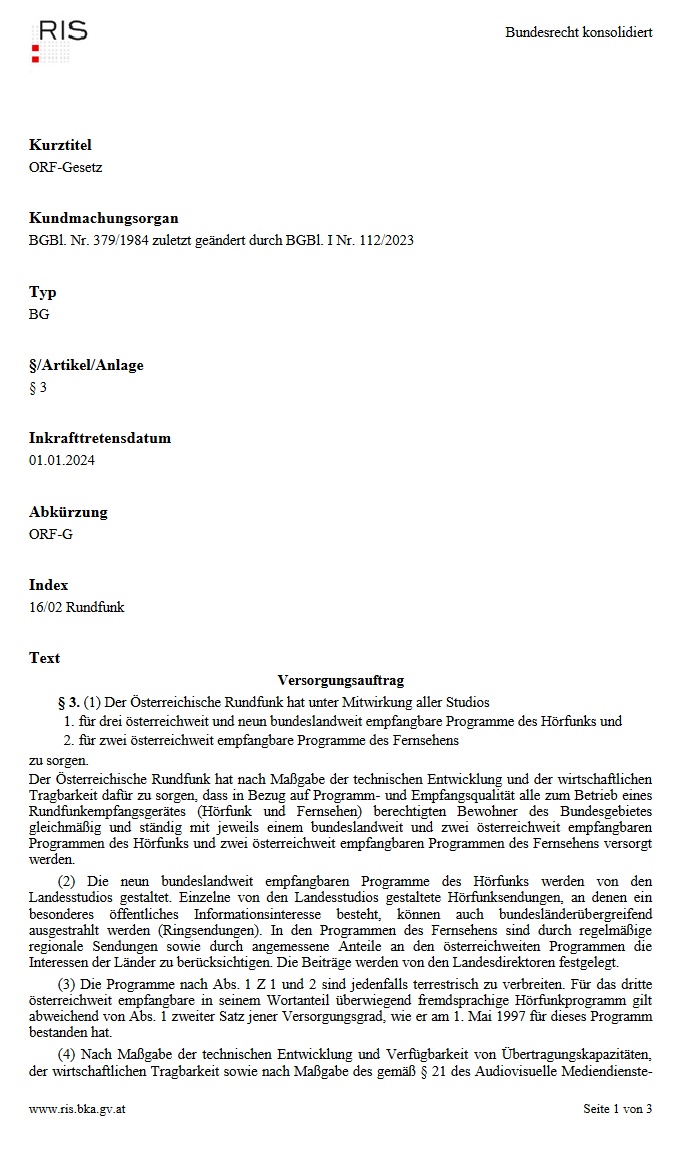 Öffentlich-rechtlicher Versorgungsauftrag Seite 1