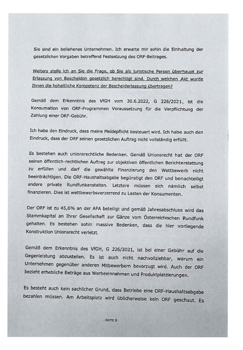 Bescheidanforderung von der OBS Seite 2