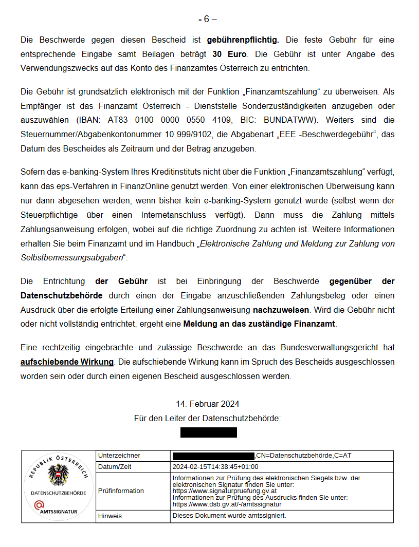 Datenschutzbeschwerde II gegen die OBS Seite 10