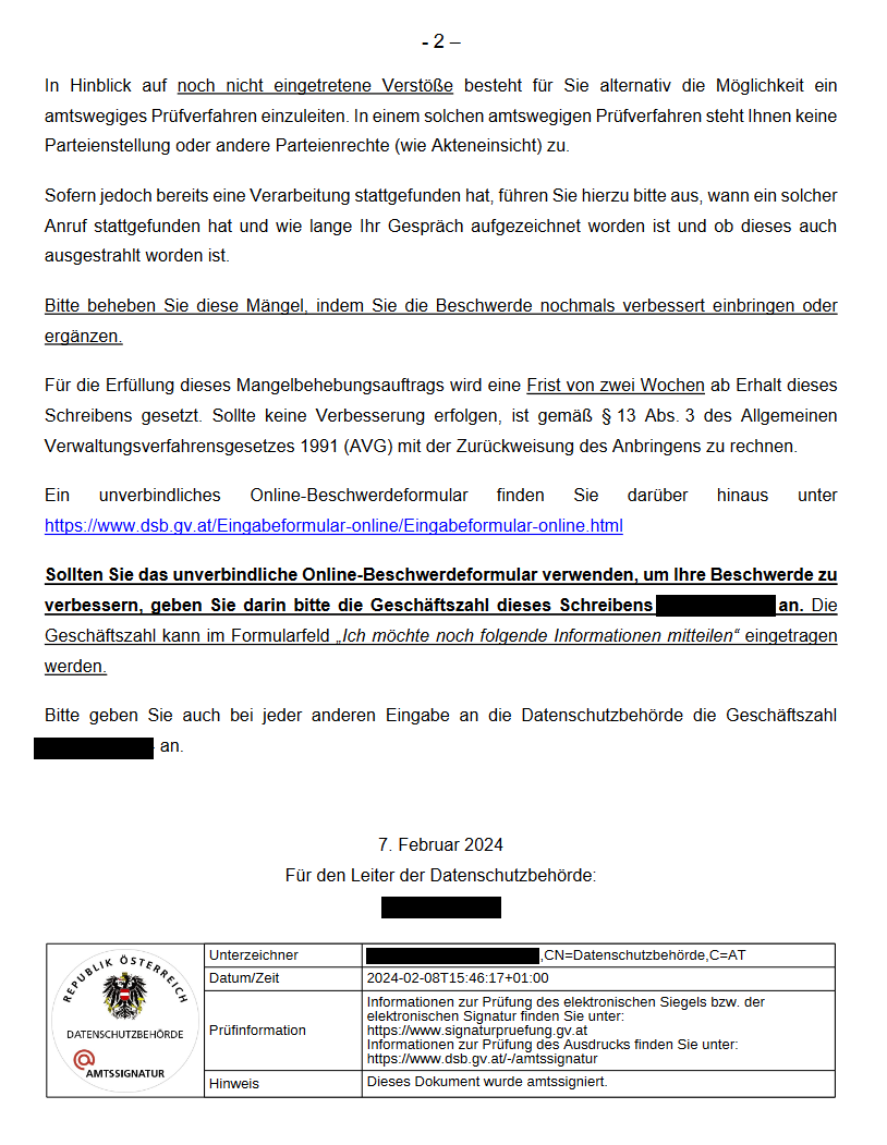 Datenschutzbeschwerde II gegen die OBS Seite 4