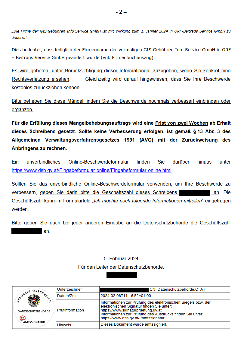 Datenschutzbeschwerde I gegen die OBS Seite 4