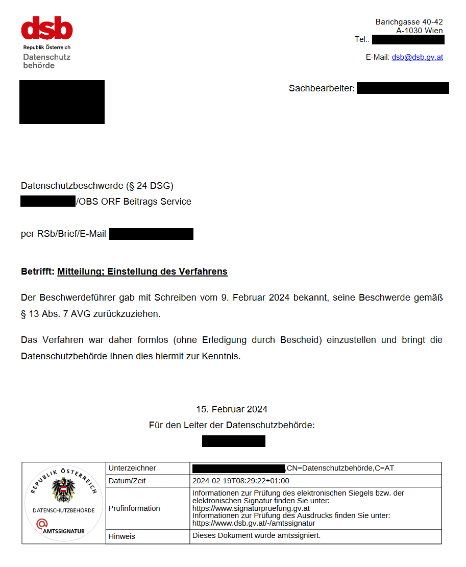 Datenschutzbeschwerde I gegen die OBS Seite 5